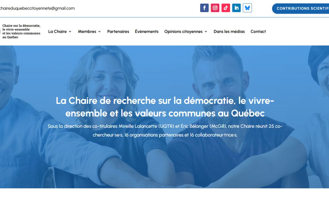 Un site Web pour la chaire de recherche du Québec sur la démocratie, le vivre-ensemble et les valeurs communes